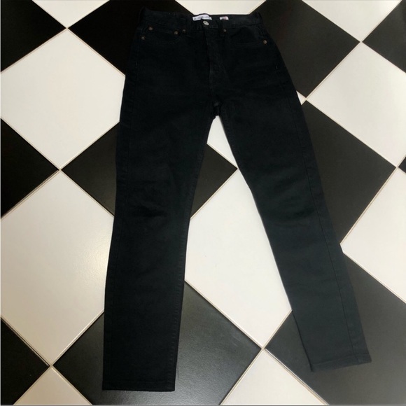RE/DONE Originals Ultra High Rise Skinny Black size 26 button fly stretchy - Picture 4 of 12